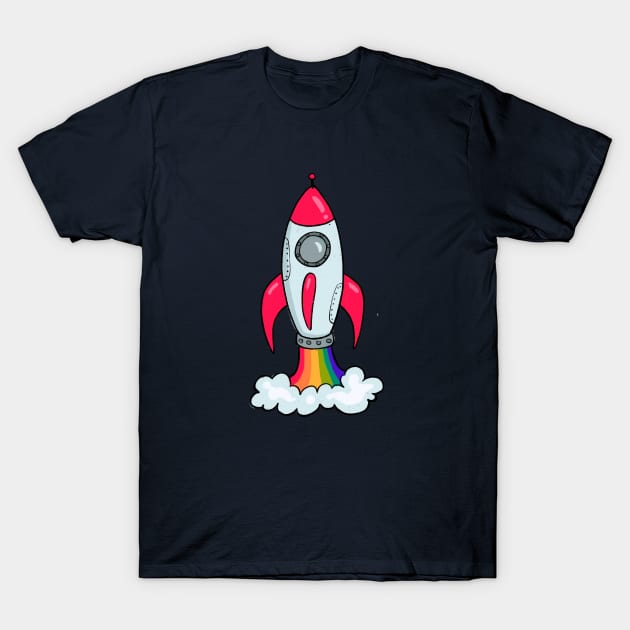 Rainbow Rocket T-Shirt by Alexandra Franzese